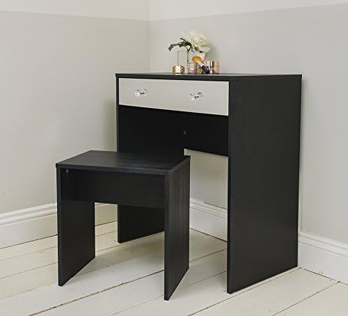 Addspace Mirrored Dressing Table & Stool, Black