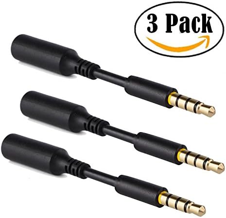 3 Pack Headset Audio Jack Extender, 3.5mm Headphone AUX Extension Adapter for Mophie Juice Pack, OtterBox, Lifeproof Case