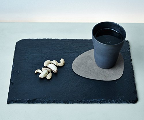 Lind DNA – Untersetzer – Glass Mat Curve 11x13cm Leder – hellgrau - 2