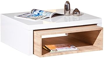 Links 50100146 Zola Table Basse MDF Sonoma/Blanc 82 x 70 x 30,5 cm