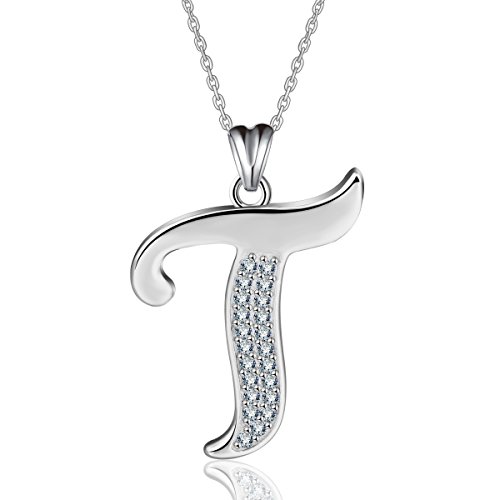 AEONSLOVEInitial Necklace Sterling Silver Letter Necklace Letter Alphabet Personalised Pendant Jewellery with Cubic Zirconia Gifts for Women Girls AEONSLOVE