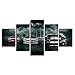 Produktbild YANGMAN Leinwand Art 5 Stück Super Cars Dodge Challenger Chevrolet Camaro Ford Mustang Shelby Print Poster Canvas für Wohnzimmer-Dekoration,B,40x60*2+40x80*2+40x100*1