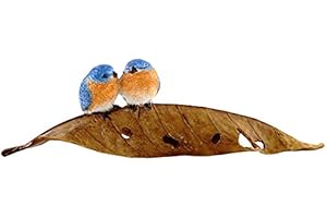 Top Collection Miniature Fairy Garden and Terrarium Statue, Bluebirds on Leaf
