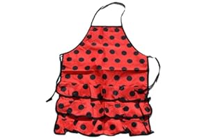 aries boutique (GRANDE ROJO) T2 Delantal de Cocina Estilo Flamenco, Rojo y Negro, Bailaoras de Sevillanas,