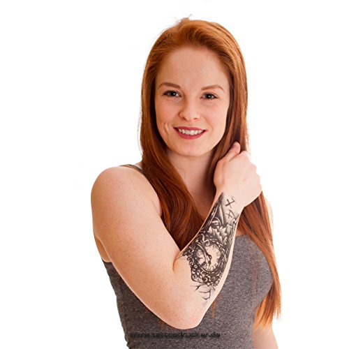 Temporäre Körperkunst entfernbares Tattoo – Uhr, Clock. Zombie, Tod Armtattoo – Temporary Fake Tattoo - 4