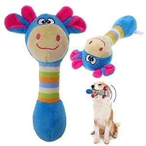 Qpets? Funny Animal Shape Pet Puppy Dog Plush Sound Squeaker Chewing Toy (Blue, 16 cm)