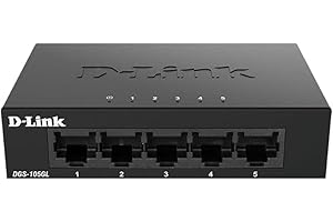 D-Link DGS-105GL 5-Port Gigabit Unmanaged Desktop Switch, Fanless, Low Profile, Metal Housing, Plug-and-Play, 802.3az EEE black DGS-105GL