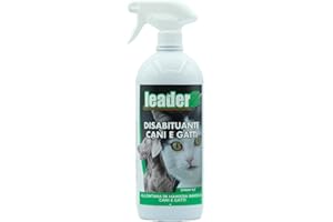 LEADER, Disabituante Spray, Repellente, Dissuasore, Allontana Cani e Gatti, Crea Barriera Olfattiva, Con Oli Essenziali ed Ingredienti Naturali, Uso per Superfici Interne ed Esterne, Formato da 1L
