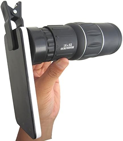 Support High-Definition High Light Night Light Outdoor Travel 16X52 Available Mobile Phone Stand Monocular Telescope,Black