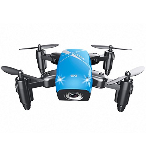 Preisvergleich Produktbild S9 Mini Falttaschenflugzeug Mini Rc Hubschrauber Fernbedienung Hubschrauber-Radiofernsteuerungsflugz... RC Quadcopter-Taschen-Drohne Aircraft Foldable RC Quadcopter HKFV (Blau)