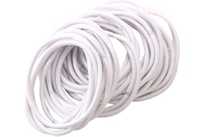 FEIFEI'S BOW 50Pcs Girls Women 2.5mm Thin School Uniform Endless Hair Elastics Bobbles Hair Ties Bands Ponios Ponytail Holders (White)