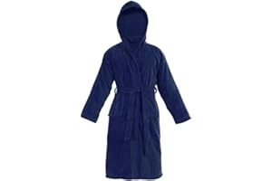 Crescent Textile Kids Bathrobes 100% Cotton Hooded Style Terry Towelling Shawl Collar Bath Robe For Toddler Boys Girls Children Nightgown Sleepwear Dressing Gown