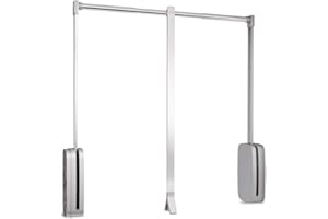 Emuca Barra, Perchero basculante, Colgador abatible para Armario, Anchura Regulable 600-830mm, Acabado Cromado