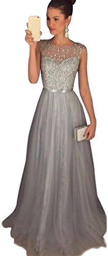 Jitong Women's Sleeveless Sequin Bridesmaids Dress Round Neck Chiffon Long Prom Dress Evening Wear Gowns