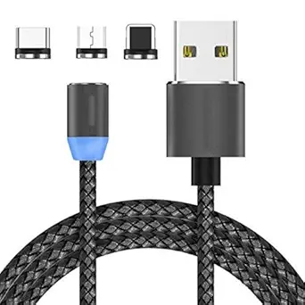 Cabriza SD12E Multi Pins Charging Cables 3 in 1 Magnet Head Data Cable Supported with All iOS, Android & Other Devices