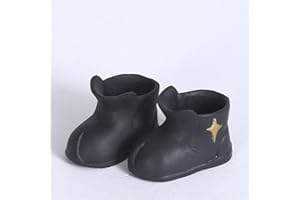 XiDonDon Doll Shoes Star Rain Boots for 1/12 BJD Dolls (Black)