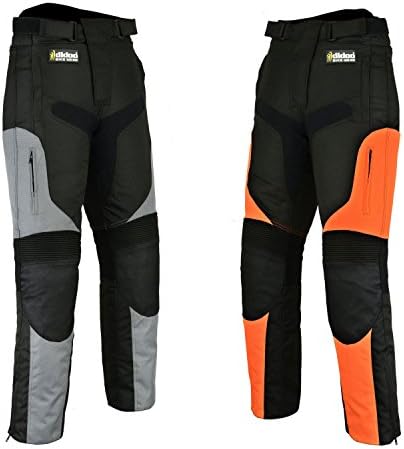 Hilbro Men's Motorcycle Motorbike Cordura Trousers Textile Waterproof Pants - All Sizes Orange 32