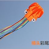 Semoss 4M Grande Pulpo Cometa Parafoil Foil Octopus Kite Portatil Sport Cometa con Cable - Naranja con Colorido Cola