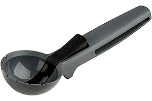 FACKELMANN Ice Cream Scoop, Plastic, with Easy Release Ice Ball Lifting Function, Cookie Scoop, Spooning Gelato or Sorbet, Non-Stick, Anti-Scratch, Black, 19cm