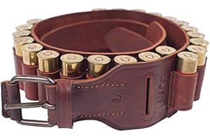 VlaMiTex J45 Cartuccera Calibro 20 per 22 Cartucce da Caccia in Pelle, Marrone