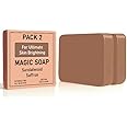 PINKIN Magic Soap Tan Removal | Soaps Sandalwood & Saffron Magic Soaps For Bath | Handmade Chandan & Kesar Soap | For Brightening & Glowing Skin Soap for Men & Women (Pack of 2)