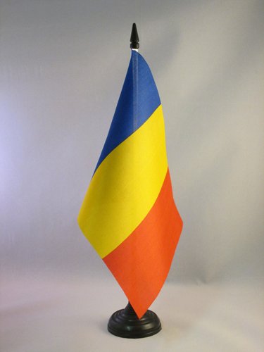 AZ FLAG Bandera de Mesa de Rumania 21x14cm - BANDERINA de DESPACHO RUMANA 14 x 21 cm