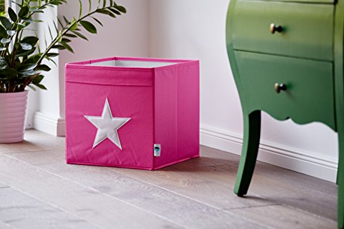 STORE.IT 671473 Ordnungsbox offen, Aufbewahrungsbox, passend für Kallax, Expedit, Polyester, 33x33x33cm, rosa mit weißem Stern - 2