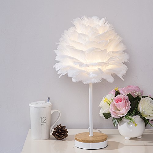 Dklich Nordic Table Lamp Bedside Lamp Desk Lamp Bedside Table Lamp, Decorative Head Folding Tyre for Bedroom Hotel Springs E27 55 cm High White (Bulb Not Included)