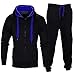 Produktbild Amphia - Männer Hoodie Sweatshirt - Jacke + Sweatpants - Männer Freizeithosen Mit Kapuze Zip Coat Jacke Hosen Jogging Sport Trainingsanzug Set(Schwarz,L)
