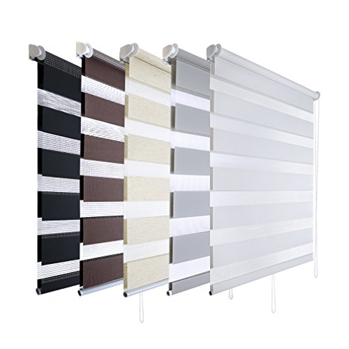 SHINY HOME® Duo Rollo Doppelrollo Klemmfix Fensterflügel mit Klemmträger tageslicht blickdicht Raffrollo ohne Bohren Sonnenschutzrollo Fensterrollo für Fenster oder Tür 80x150cm Flachs - 5