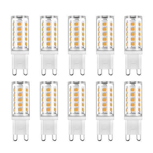 Lampadina LED G9,Senza Flicker,5W Equivalente a 50W Lampada Alogena, Bianche Calde 2700K, 500lm, Angolo di visione 360°, AC220-240V, Confezione da 10