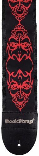 Bass Guitar Strap with Devil Patch In Red