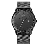 Kohlenstoff 12 - Carbon Herrenuhr - Analog Quarzwerk mit Mesharmband