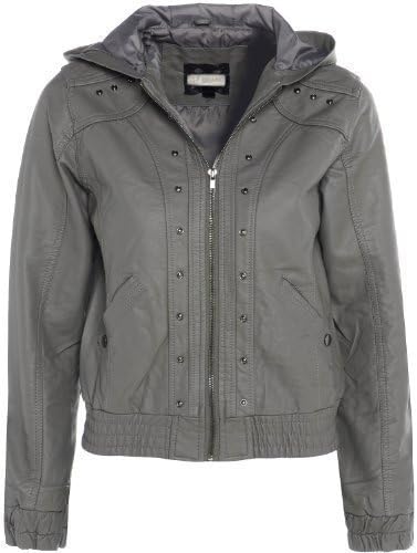 Girls PU Faux Leather Grey Biker Jacket Age 7 - 13 (Age 9-10)