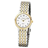 Regent Damen-Armbanduhr Elegant Analog Edelstahl-Armband silber gold Quarz-Uhr Ziffernblatt weiß URF1048