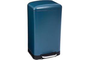 5 FIVE SIMPLY SMART 5Five - Poubelle de Cuisine Ariane 30L en Métal Bleu Canard - Seau Amovible et Poignée Arrière - Fermeture Silencieuse