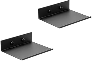 Z metnal Small Floating Shelves, Mini Gloss Metal Shelf for Collection Action Figures, 15cm Decor Disply Wall Shelf, Aluminum, Wall Mounted, Matt Black, 6 inch, 2 Pack