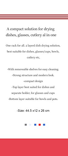 2 Etagen chrom Teller Schale Besteck Tasse Abtropfgestell Abtropfschale Teller Halter NEU rot - 5