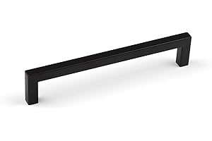 HANDLE & HOME Matt Black Kitchen Cupboard Squared Handle Pull with 160mm Centres