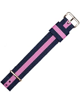 MARBURGER Uhrenarmband 18mm Textil Blau Pink - Inkl. Zubehör - Ersatzarmband, Schließe Rosegold - 9511844000220