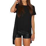 Eleery Damen Herbst T Shirt mit Rückenschlitz Rundhalsausschnitt Basic Shirt (M)