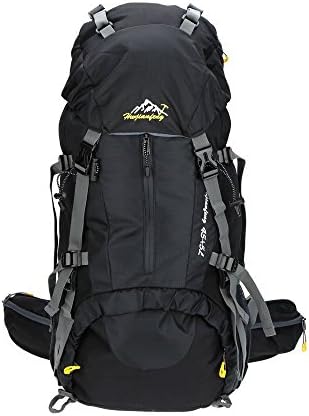 Waterproof Outdoor 45L+5L Sport Hiking Trekking Camping Travel Backpack Pack Mountaineering Climbing Knapsack with Rain Cover (Black)