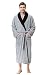Produktbild COSMOZ Premium Herren Coral Fleece Morgenmantel Bademantel, Hellgrau mit Schwarzer Paspel, S