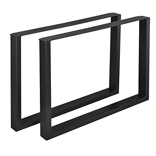 [en.CASA] Set de 2 Pieds de Table Pied de Meuble Rectangulaire Pied de Table à Manger avec Protecteur de Sol et Accessoires de Montage Noir 100 x 72 cm