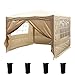 Produktbild FoxHunter wasserdicht 3 m x 3 m Pop-Up-Pavillon Festzelt Markise Partyzelt Himmel 260 g Polyester pulverbeschichtetem Stahl Rahmen 4 Gewicht Taschen Beige