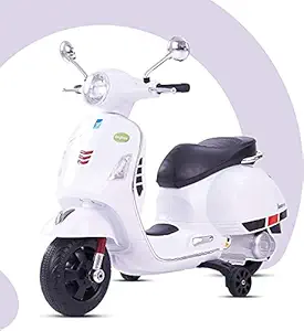 GoodLuck Baybee Vespa Rechargeable Battery Operated Ride-on Bike and Baby Ride on/Kids Ride on Toys -Kids Bike - Baby Bike for Kids to Drive Toys Car Suitable for Boys & Girls (Maxima White)