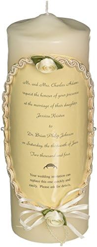 Celebration Candles Wedding Unity Candle Set, 9-inch Pillar Candle, with matching 10-inch Taper Candles, Ivory