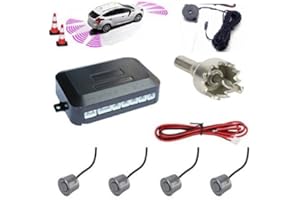CAR PASSION Kit de 4 capteurs de stationnement pour voiture, camionnette, camping car, gris, à peindre, manuel en italien, avec alarme