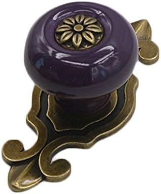 5 pcs Vintage Ceramic Knobs Pulls Handles for Cabinet Drawer Closet Dresser Cupboard Wardrobe Furniture Door Kitchen (Purple)
