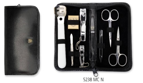 3 Swords - 9 Piece Manicure & Pedicure Case, made of high quality Synthetic leather, Quality: "3 swords" quality